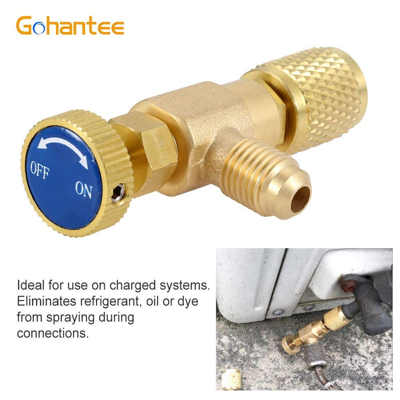 gohantee R12 R22 Refrigerant Charging Valve, 1/4â€œ Male to 1/4â€ Female Safety Adapter Flow Control Ball Valve for R12 R22 Air Conditioner Manifold - Image 3